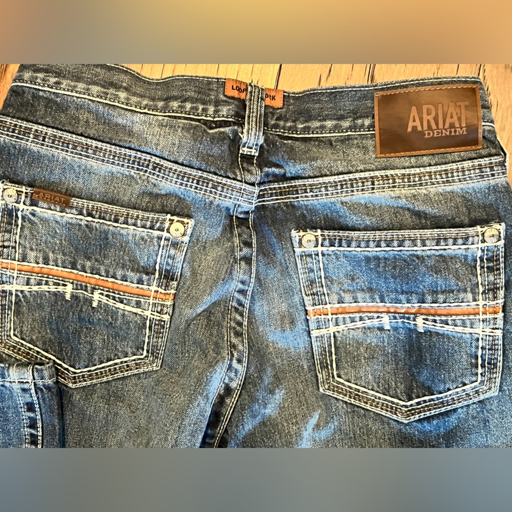Ariat Men's Blue Relaxed Jeans with Orange Stitching
